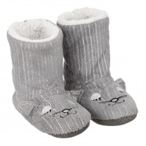Καλτσομπότες Γυναικείες Χειμερινές Γκρι Αρκουδάκι Silver Glitter