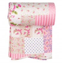 Κουβερλί Μονό Ροζ Λουλούδια Patchwork 160x230 cm