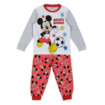 Πυτζάμα Βρεφική Βαμβακερή Κόκκινη Γκρι Mickey